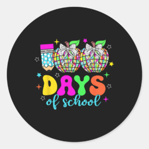 100 Days Of School Coquette Bow Apple Pencil Girls Classic Round Sticker