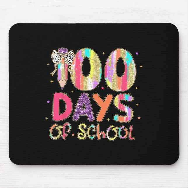 100 Days Of School Coquette Pencil Bow Teachers Gi Mouse Pad (Front)
