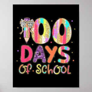 100 Days Of School Coquette Pencil Bow Teachers Gi Poster