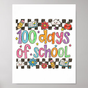 100 Days Of School Crayon Handwriting Style Teache Poster