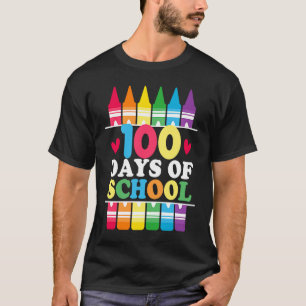100 Days of School Crayons Colour Retro Vintage 70 T-Shirt