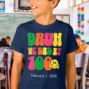 100 Days Of School Custom Colourful Text T-Shirt
