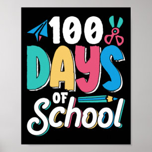 100 Days Of School Cute Cl Kids Pupil Poster