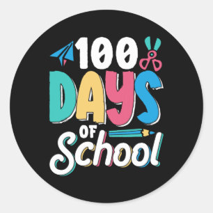 100 Days Of School Cute Class Kids Pupil Classic Round Sticker