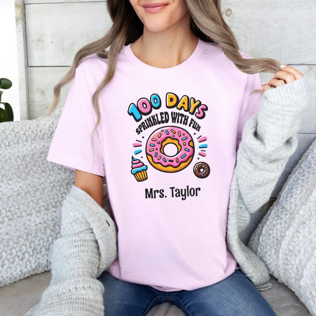 100 Days of School Cute Colourful Teacher T-Shirt (Creator Uploaded)