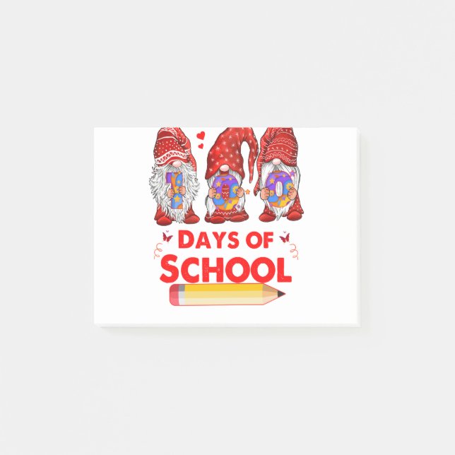 100 Days Of School Cute Gnomes Virtual Learning Te Post-it Notes (Front)