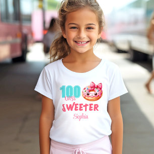 100 Days Of School Cute Pink Doughnut Girl Name Ba T-Shirt