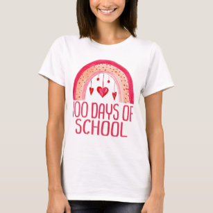 100 Days of School Cute Rainbow Student Teacher T- T-Shirt