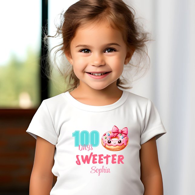 100 Days Of School Cute Sweet Doughnut Girl Name Toddler T-Shirt (100 Days Of School Cute Sweet Donut Girl Name Toddler T-shirt)