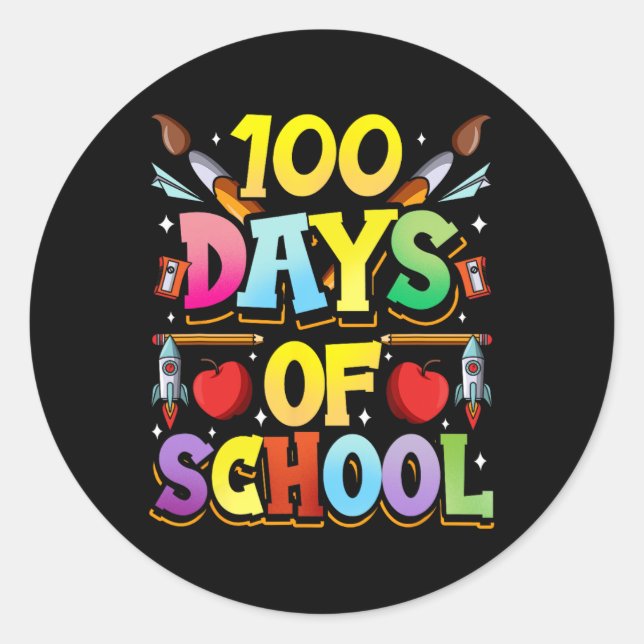 100 Days Of School Cute Team Sweet Sayings  Classic Round Sticker (Front)