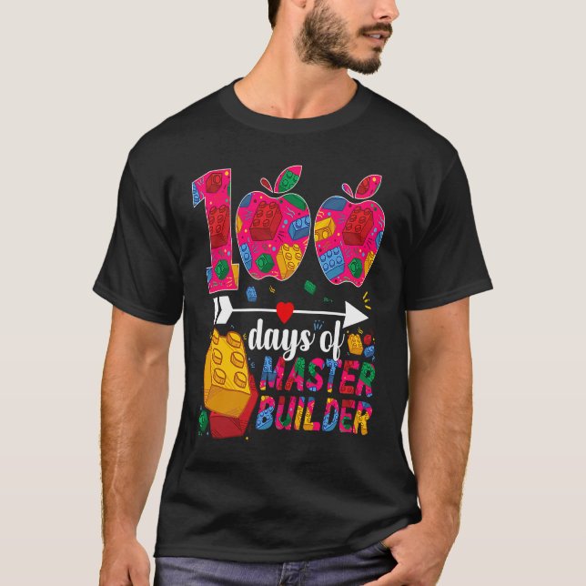 100 Days of School Cute Toy Build Bricks Teacher S T-Shirt (Front)