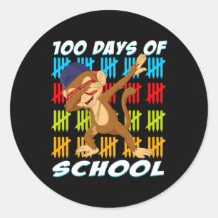 100 Days Of School Dabbing Monkey Fun Animal Lover Classic Round Sticker