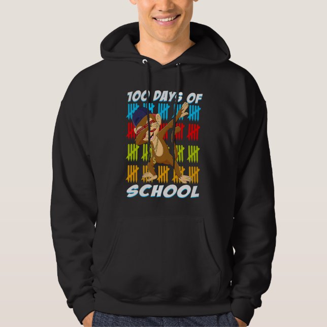 100 Days Of School Dabbing Monkey Funny Animal Lov Hoodie (Front)