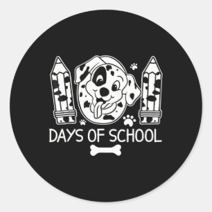 100 Days Of School Dalmatian Dog 100 Days Smarter Classic Round Sticker