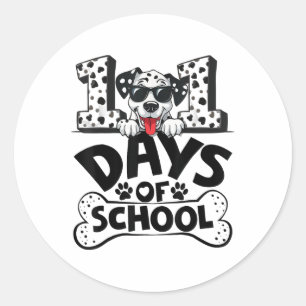 100 Days Of School Dalmatian Dog Boy Kid 100th Classic Round Sticker