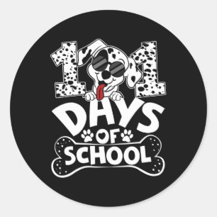100 Days Of School Dalmatian Dog Boy Kid 100th Day Classic Round Sticker