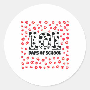 100 Days Of School Dalmatian Dog Boy Kid 100th Day Classic Round Sticker