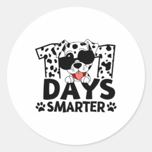 100 Days Of School Dalmatian Dog Boy Kid 100th Day Classic Round Sticker