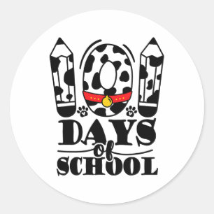 100 Days Of School Dalmatian Dog Boy Kid  Classic Round Sticker