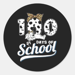 100 Days Of School Dalmatian Dog Boys Girls 100 Da Classic Round Sticker