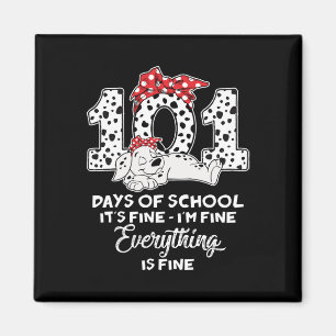 100 Days Of School Dalmatian Dog Women Girl 100 Da Magnet