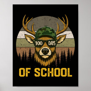 100 Days Of School Deer Hunting Camo Hunter Boy Gi Poster