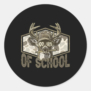 100 Days Of School Deer Hunting Camo Hunter Teache Classic Round Sticker