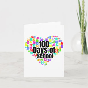 100 Days Of School - Design From Numbers In Heart Card