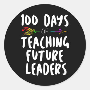 100 Days of School Design Gift For Teachers Teachi Classic Round Sticker