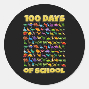 100 Days Of School Dinosaur 100 Days Smarter  Classic Round Sticker