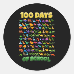 100 Days Of School Dinosaur 100 Days Smarter  Classic Round Sticker