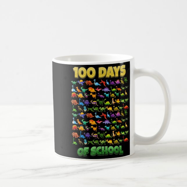 100 Days Of School Dinosaur 100 Days Smarter  Coffee Mug (Right)
