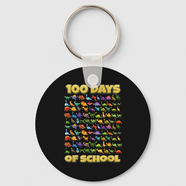 100 Days Of School Dinosaur 100 Days Smarter  Key Ring (Front)