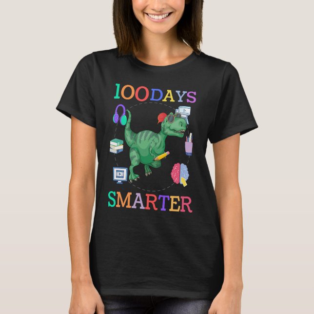 100 days of school dinosaur boys kids 100th day ki T-Shirt (Front)