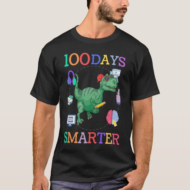 100 days of school dinosaur boys kids 100th day ki T-Shirt (Front)