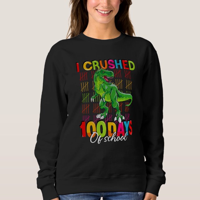 100 days of school dinosaur boys kids 100th day of sweatshirt (Front)