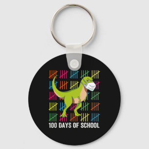 100 Days of School Dinosaur Mask Fun Teacher Boys Key Ring
