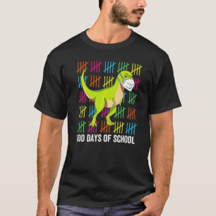 100 Days Of School Dinosaur Mask Fun Teacher Dino T-Shirt