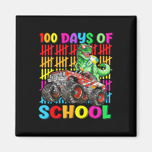 100 Days Of School Dinosaur Monster Truck 100th Da Magnet