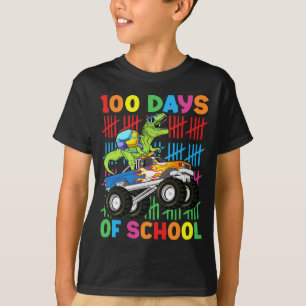 100 Days Of School Dinosaur Monster Truck Kids T-Shirt