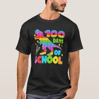 100 Days Of School Dinosaur Pop it Teacher Kids Bo T-Shirt