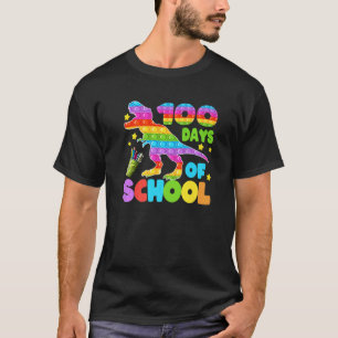 100 Days Of School Dinosaur Pop it Teacher Kids Bo T-Shirt