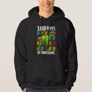 100 Days Of School Dinosaur Rex Dino Kids Boys 100 Hoodie