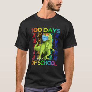 100 Days Of School Dinosaur Rex Wearing Mask Smart T-Shirt