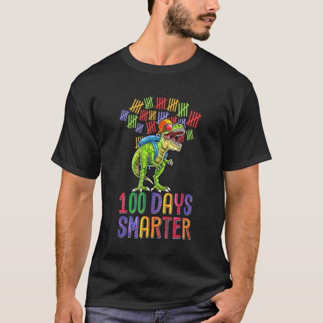 100 Days Of School Dinosaur rex Wearing Mask Smart T-Shirt (Front)