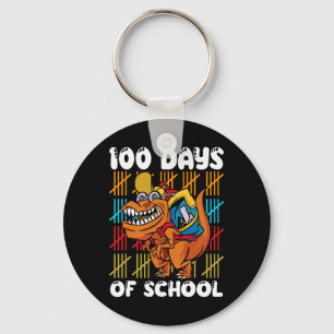 100 Days Of School Dinosaur T-rex Dino Kids Boys 1 Key Ring