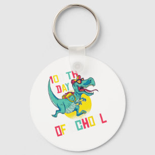 100 Days Of School Dinosaur T-rex Wearing Mask Sma Key Ring