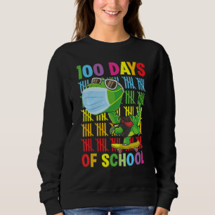 100 Days Of School Dinosaur T Rex Wearing Mask Sma Sweatshirt