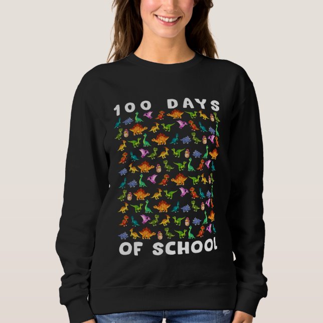 100 Days of School Dinosaurs 100th of School Boys  Sweatshirt (Front)