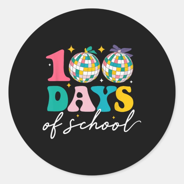 100 Days Of School Disco Ball Celebration  Classic Round Sticker (Front)